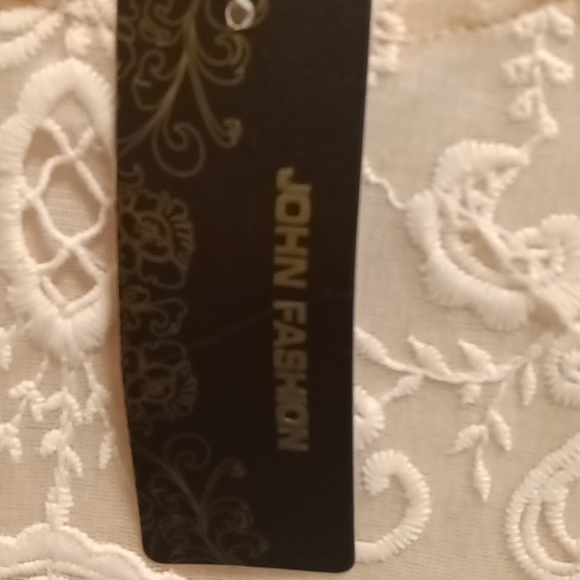 FINAL PRICE NWT JOHN FASHION pink crocheted flared sheer hem l/s blouse XL - Picture 8 of 9